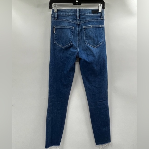 Paige Jeans Womens 25 Blue Medium Wash High Rise Hoxton Ankle Skinny Raw Hem - Picture 6 of 10